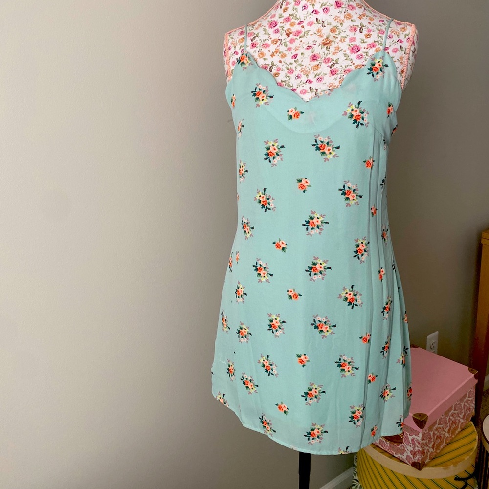 Trixxi Small Floral Mint Green Slip Dress